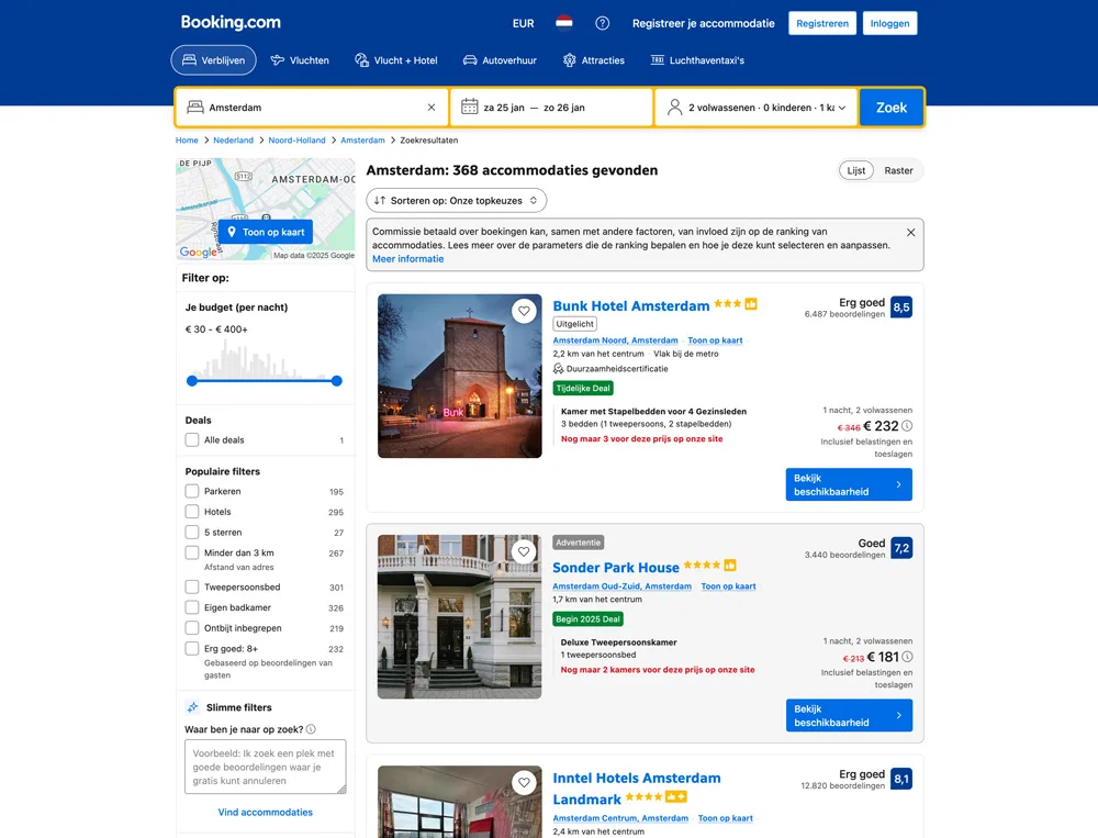 kleine schaal design verhouding op bookingcom site